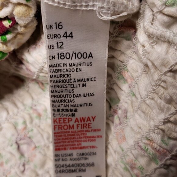 Topshop Womens White Floral  Shirred Short Sleeve Crop Top 12 - Picture 6 of 6